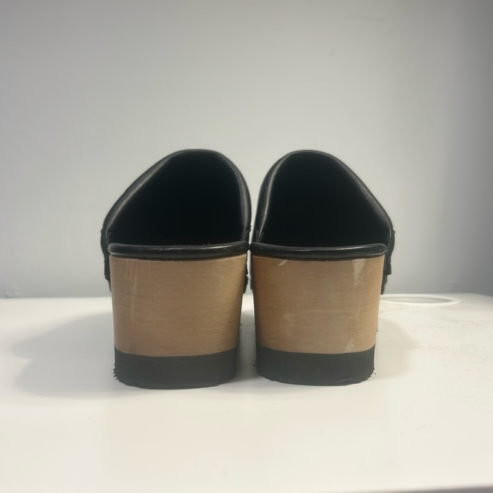 Black Suede Studded Platform Clogs by - Picture 6 of 7